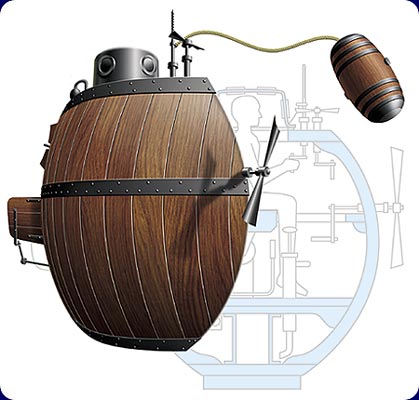 human powered submarine technical illustration